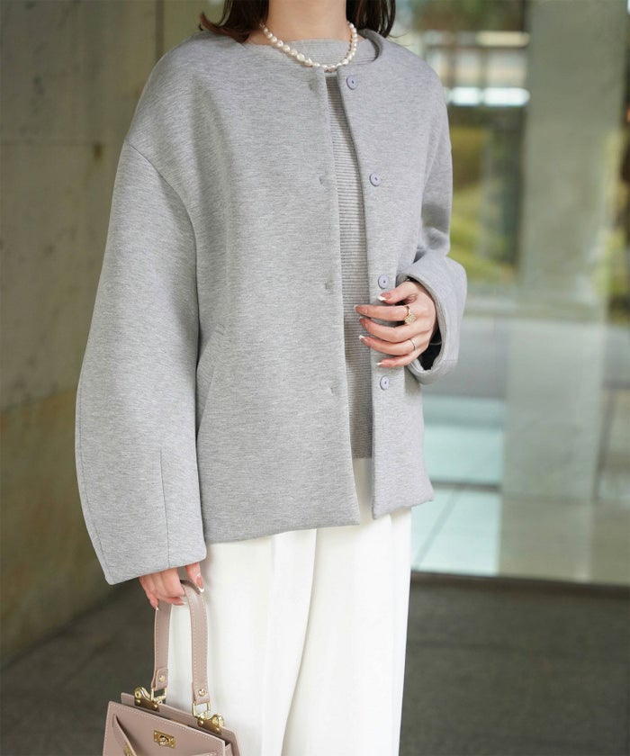 レディース 春 上品 きれいめ/グレー/イエロー/ブラック/M/ノーカラー/長袖