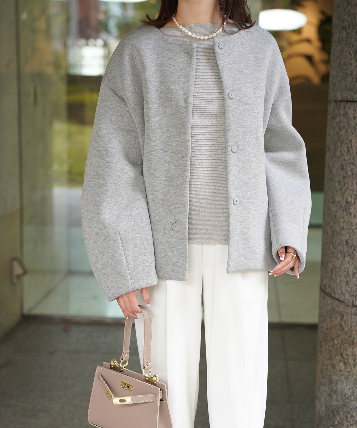 レディース 春 上品 きれいめ/グレー/イエロー/ブラック/M/ノーカラー/長袖