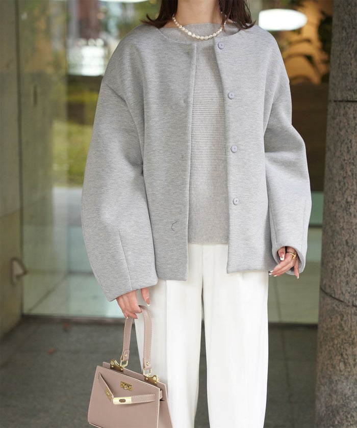 レディース 春 上品 きれいめ/グレー/イエロー/ブラック/M/ノーカラー/長袖