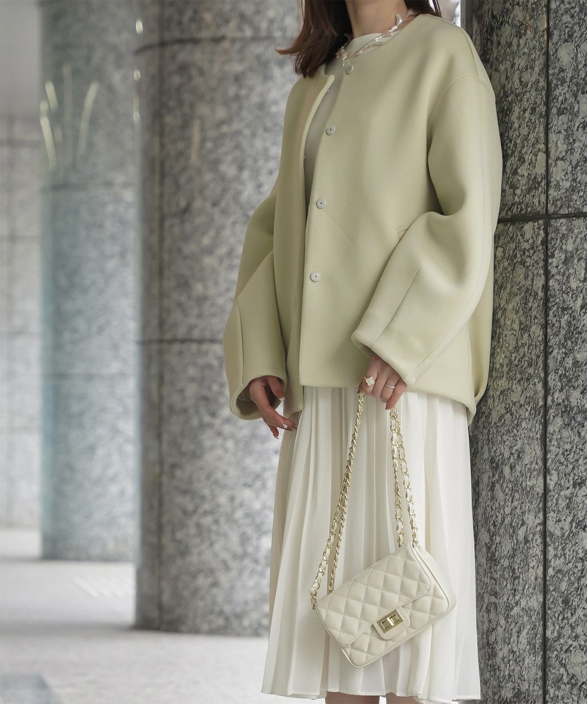 レディース 春 上品 きれいめ/グレー/イエロー/ブラック/M/ノーカラー/長袖