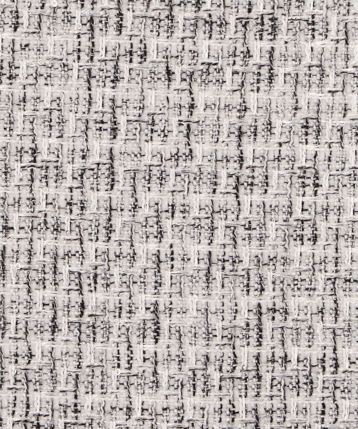 ツイード フリルヘム スパンコール チェック 上品 ミニ丈 グレーミックス/ベージュ/ブラック/M