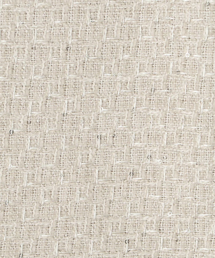 ツイード フリルヘム スパンコール チェック 上品 ミニ丈 グレーミックス/ベージュ/ブラック/M