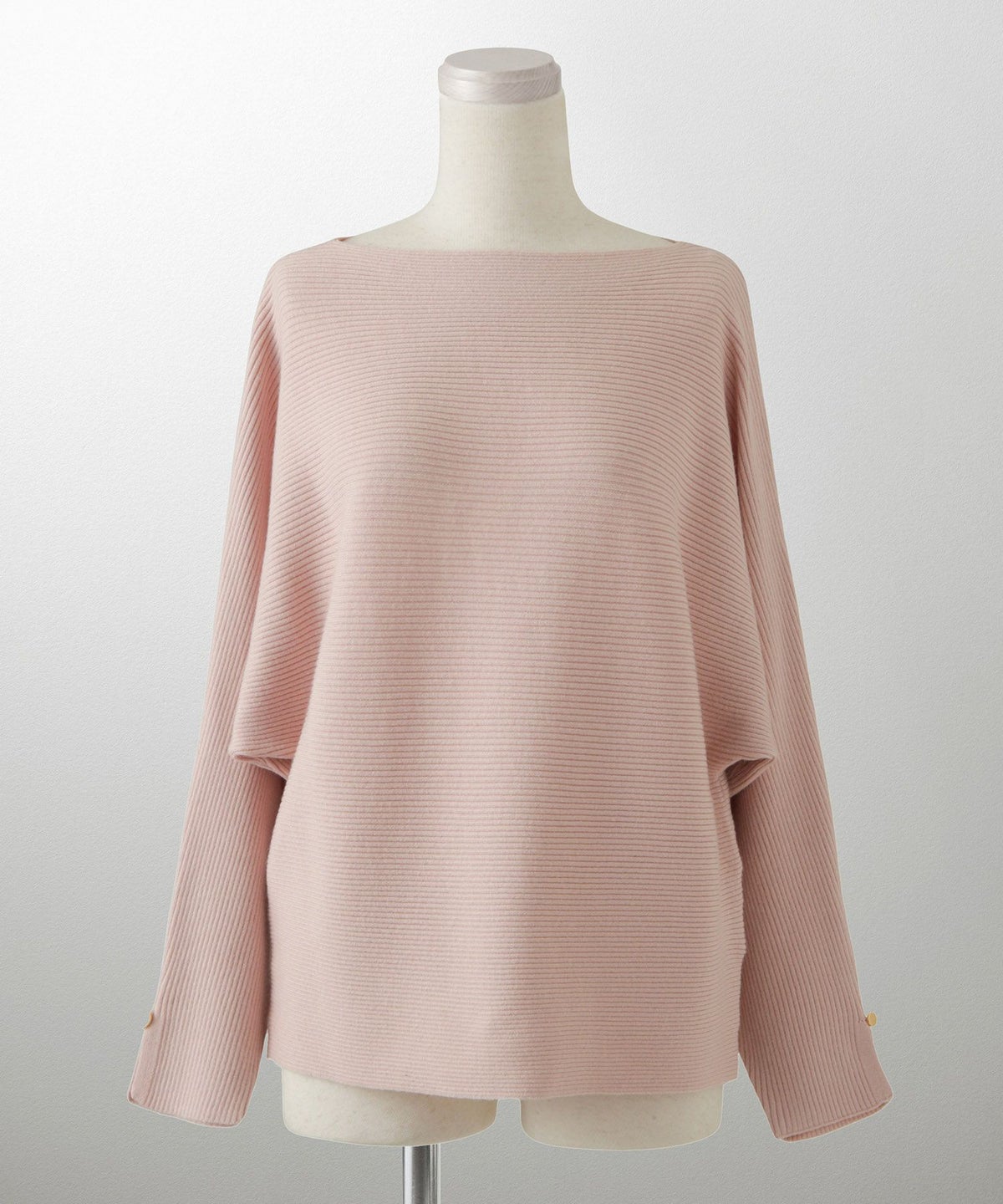 レディース ボートネック 袖 春/アイボリー/ピンク/グレー/ブラック/M/スリット/長袖