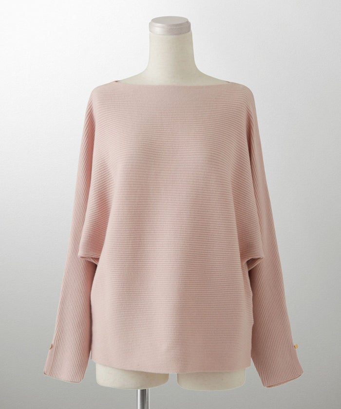 レディース ボートネック 袖 春/アイボリー/ピンク/グレー/ブラック/M/スリット/長袖