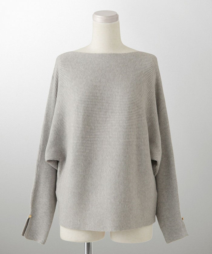 レディース ボートネック 袖 春/アイボリー/ピンク/グレー/ブラック/M/スリット/長袖