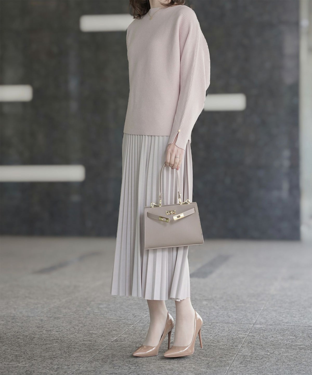 レディース ボートネック 袖 春/アイボリー/ピンク/グレー/ブラック/M/スリット/長袖