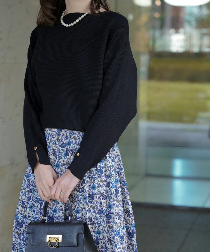 レディース ボートネック 袖 春/アイボリー/ピンク/グレー/ブラック/M/スリット/長袖