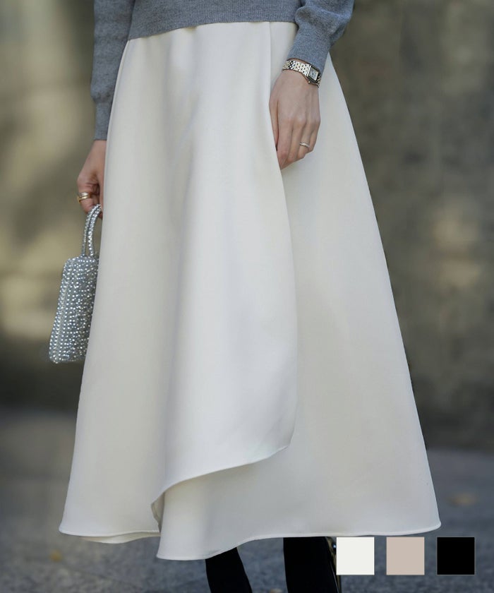 アシンメトリー ラッフル ラップスカート ロング ラッフル スカート HUIT