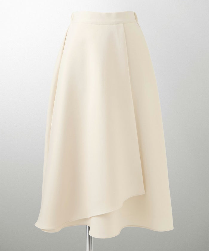 アシンメトリーデザイン ラッフル ラップスカート アイボリー/キャメル/ブラック/M