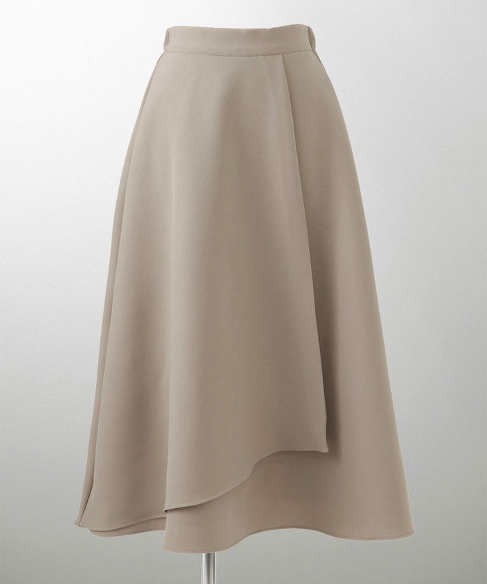 アシンメトリーデザイン ラッフル ラップスカート アイボリー/キャメル/ブラック/M