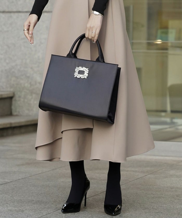 アシンメトリーデザイン ラッフル ラップスカート アイボリー/キャメル/ブラック/M