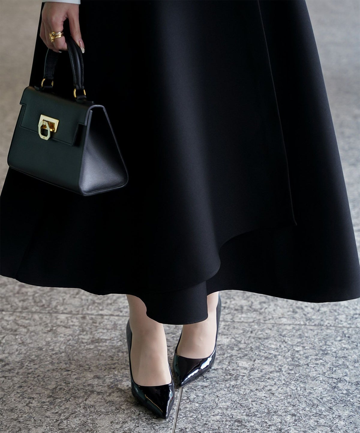 アシンメトリーデザイン ラッフル ラップスカート アイボリー/キャメル/ブラック/M