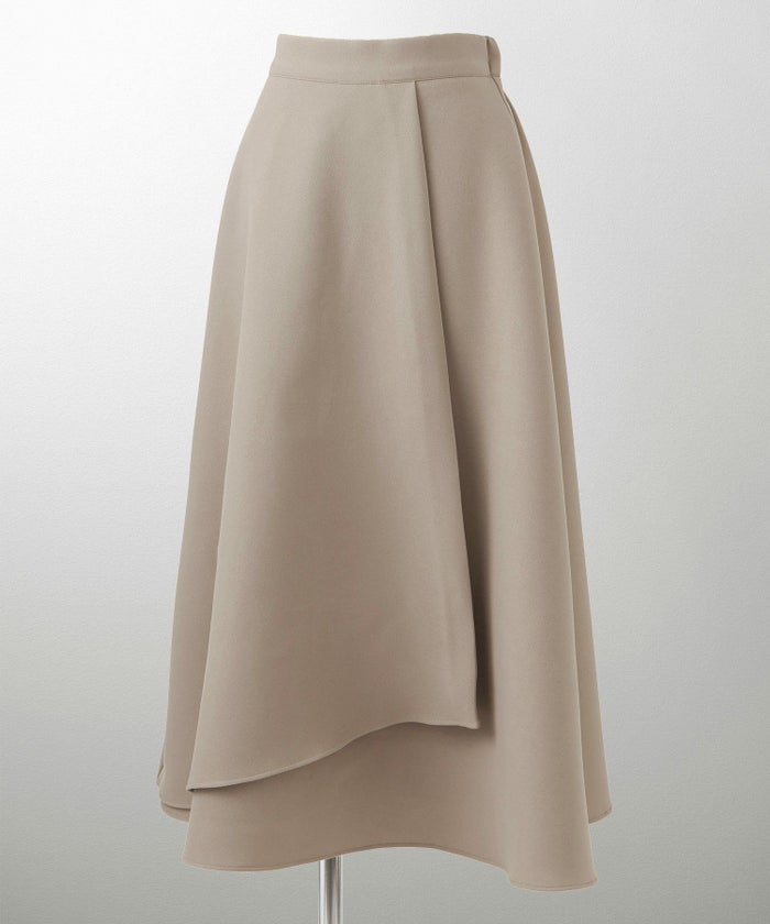 アシンメトリーデザイン ラッフル ラップスカート アイボリー/キャメル/ブラック/M