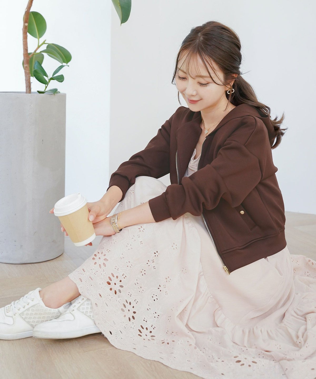 レディース/トップス/パーカー/カットソー/ダンボールニット/伸縮性/長袖/春/秋/冬/ワンマイル/旅行/運動会/お出かけ/オフィスカジュアル/エレガント/カジュアル/フェミニン/刺繍/ハート/ロゴ/アイボリー/ピンク/ネイビー/新色/ブラ