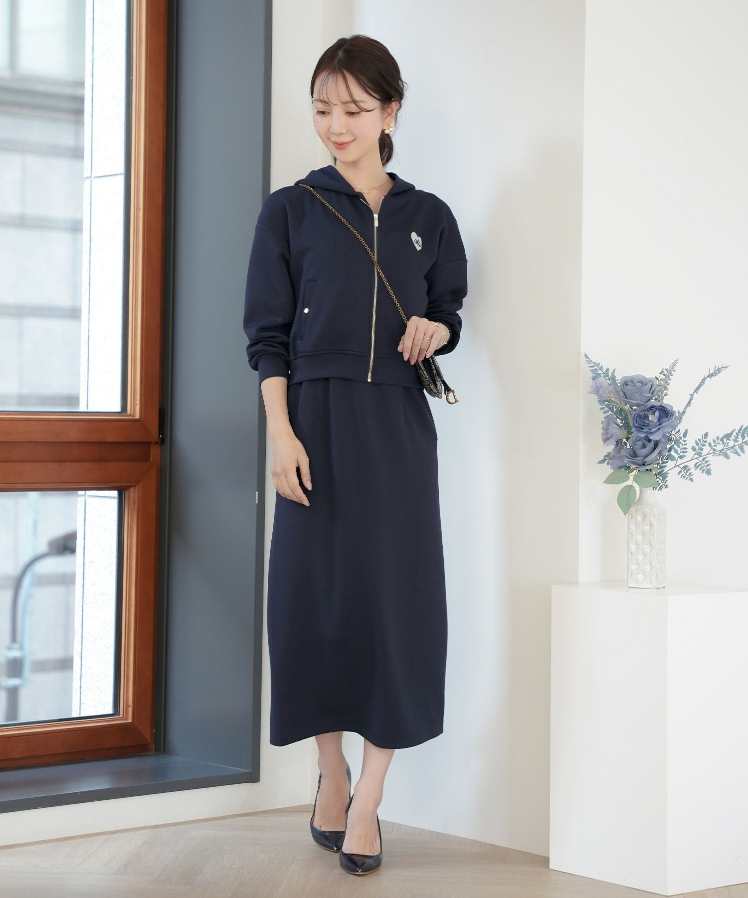 SUMMER-SALE ダンボールニット ショート丈 パーカー le reve vaniller