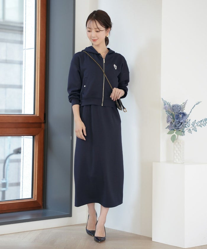 レディース/トップス/パーカー/カットソー/ダンボールニット/伸縮性/長袖/春/秋/冬/ワンマイル/旅行/運動会/お出かけ/オフィスカジュアル/エレガント/カジュアル/フェミニン/刺繍/ハート/ロゴ/アイボリー/ピンク/ネイビー/新色/ブラ