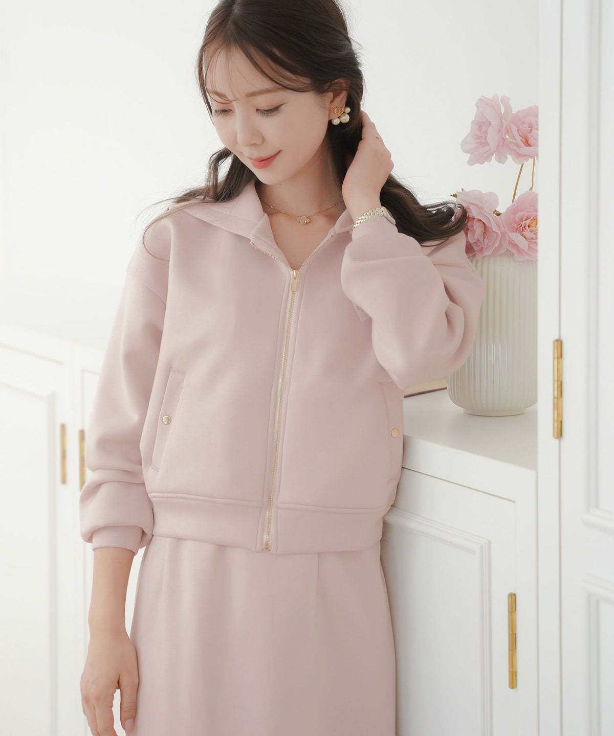 レディース/トップス/パーカー/カットソー/ダンボールニット/伸縮性/長袖/春/秋/冬/ワンマイル/旅行/運動会/お出かけ/オフィスカジュアル/エレガント/カジュアル/フェミニン/刺繍/ハート/ロゴ/アイボリー/ピンク/ネイビー/新色/ブラ