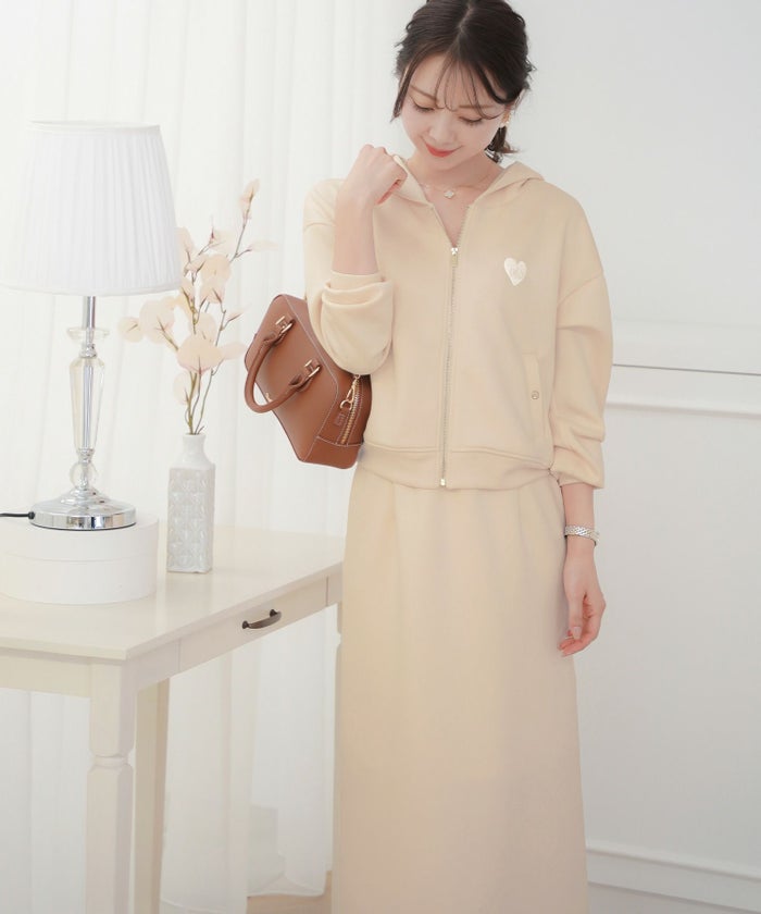 レディース/ボトムス/スカート/タイトスカート/カットソー/ダンボールニット/伸縮性/春/秋/冬/ワンマイル/旅行/運動会/お出かけ/オフィスカジュアル/エレガント/カジュアル/フェミニン/刺繍/ウエストゴム/アイボリー/ピンク/ネイビー/新色/ブラウン