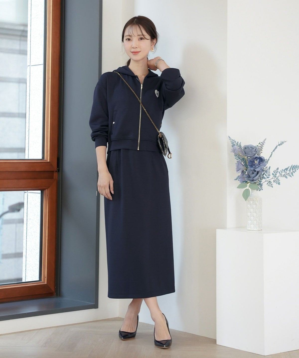 レディース/ボトムス/スカート/タイトスカート/カットソー/ダンボールニット/伸縮性/春/秋/冬/ワンマイル/旅行/運動会/お出かけ/オフィスカジュアル/エレガント/カジュアル/フェミニン/刺繍/ウエストゴム/アイボリー/ピンク/ネイビー/新色/ブラウン