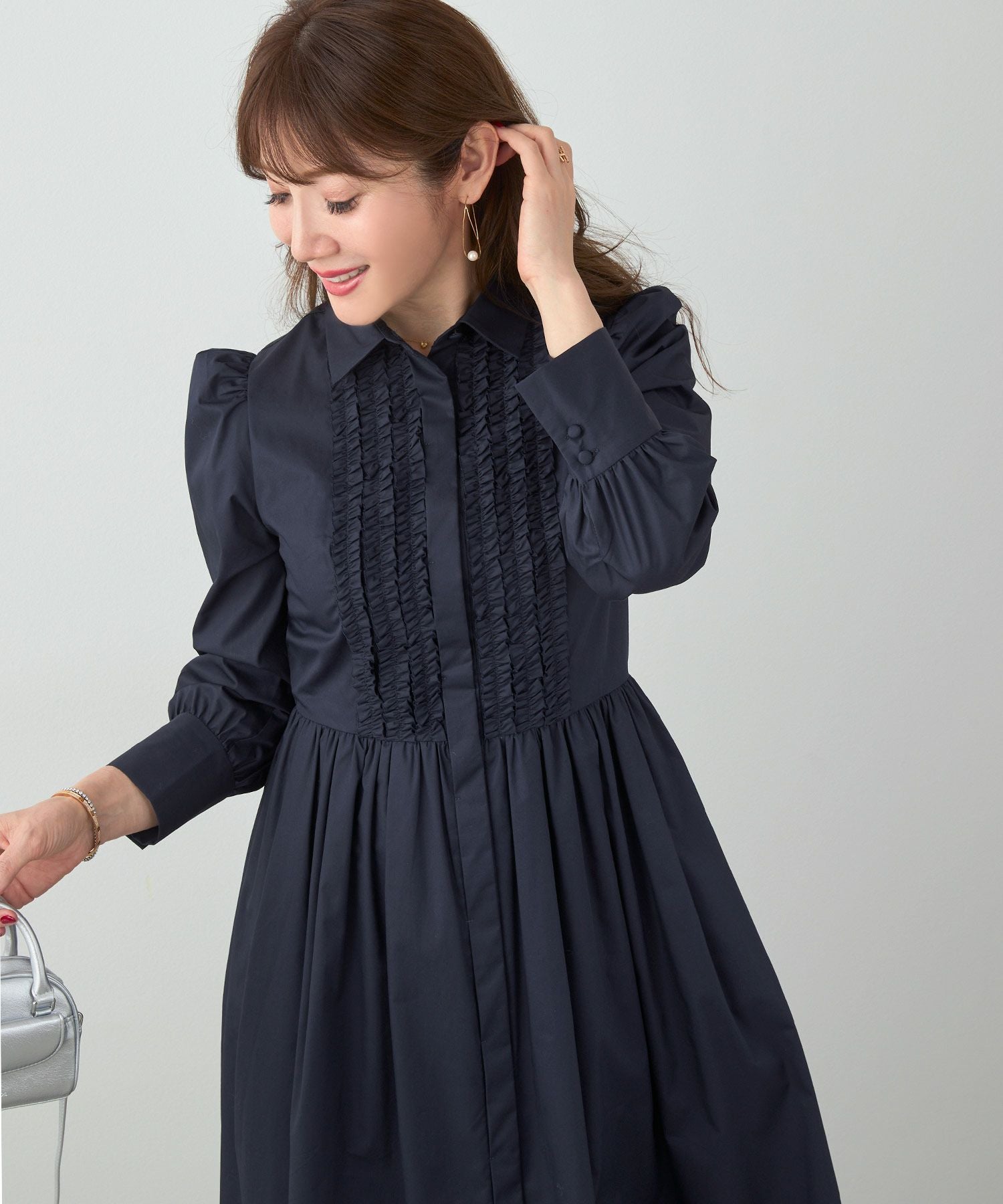 SPRING-SALE フリル シャツ ワンピース Liala×PG 全2色｜lpg311-2069【1】