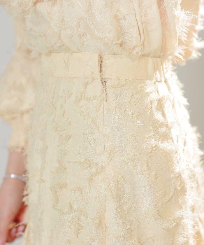 セットアップ対応可ジャガード素材フェミニン春上品大人可愛いミドル丈エレガントきれいめジョイントスペース