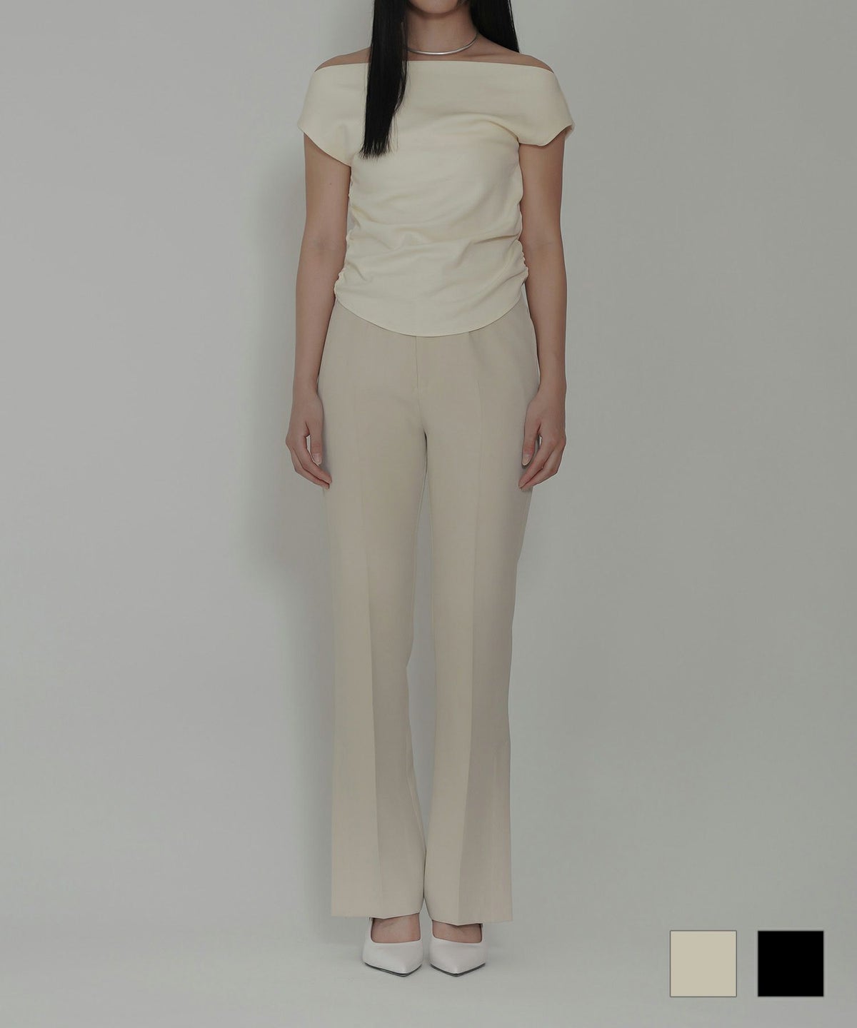 裾 スリット スラックス パンツ KINO THE KEI