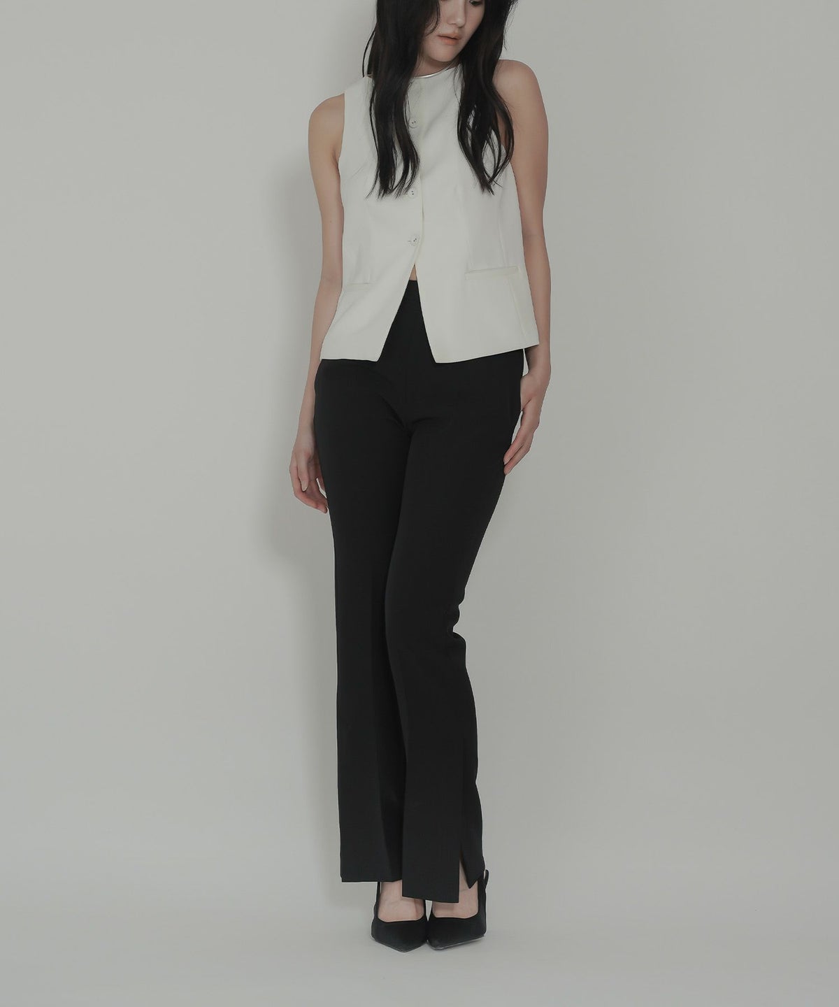 裾 スリット スラックス パンツ KINO THE KEI