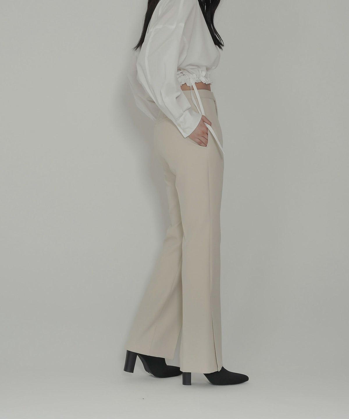 裾 スリット スラックス パンツ KINO THE KEI