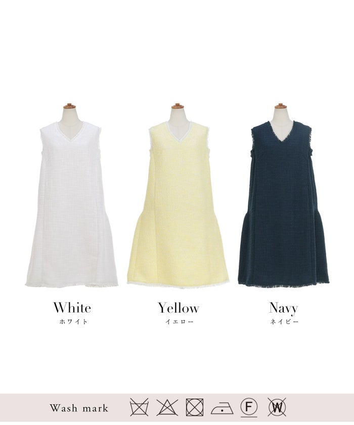 ツイードワンピース生地レディースきれいめ春秋人気おしゃれ大人服かわいい白ジョイントスペース