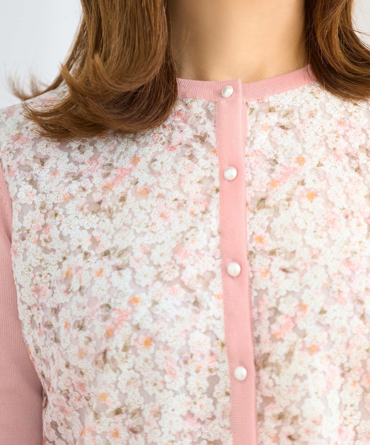 ウォッシャブル ニット カーディガン レディース トップス かわいい きれいめ 大人 オフィス 上品 花柄 白 ジョイントスペース