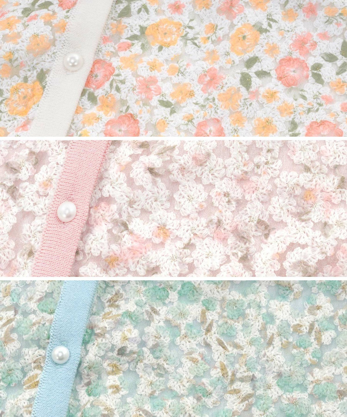 ウォッシャブル ニット カーディガン レディース トップス かわいい きれいめ 大人 オフィス 上品 花柄 白 ジョイントスペース