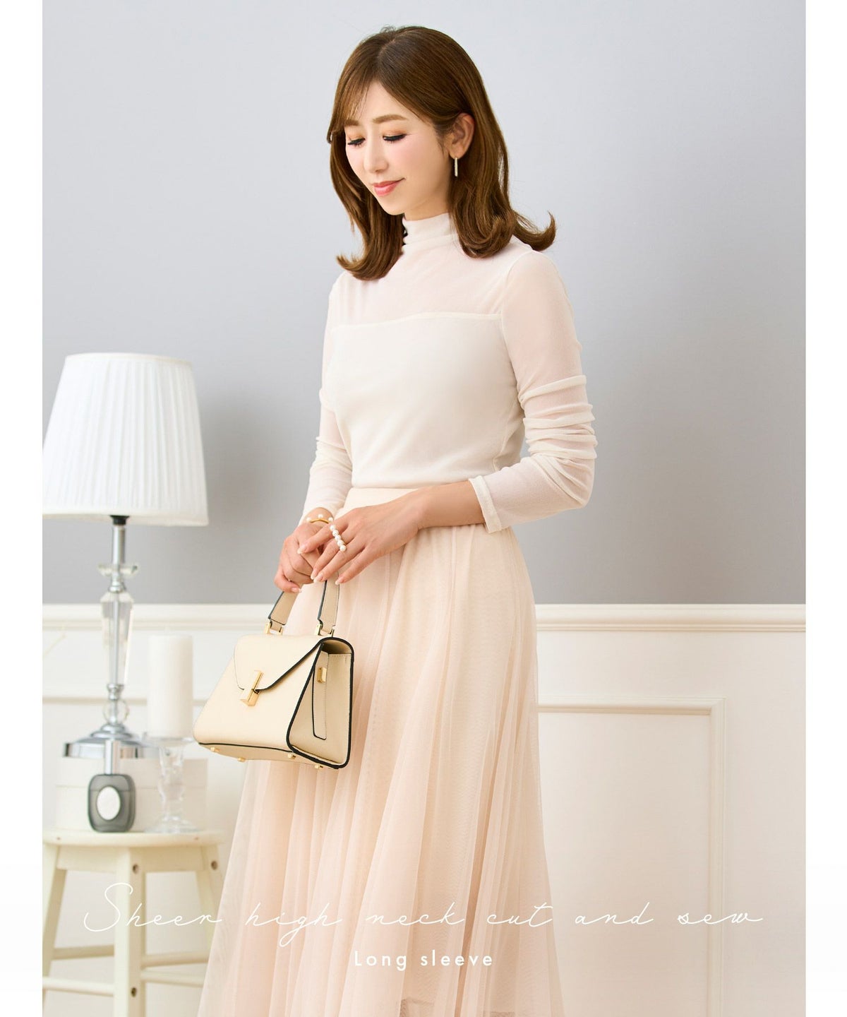 セレクトシアートップス素材レディース服かわいいきれいめ大人細身白黒春秋ジョイントスペース