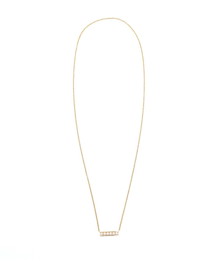 パール レクタングル ネックレス Pearl Rectangle Necklace 真鍮 鉄 プラパール ロング 映え パール レクタングル ネックレス Pearl Rectangle Necklace （Liala）