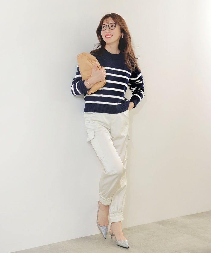 手洗い可トップスレディースニット春秋かわいいオフィスきれいめピンク大人ジョイントスペース