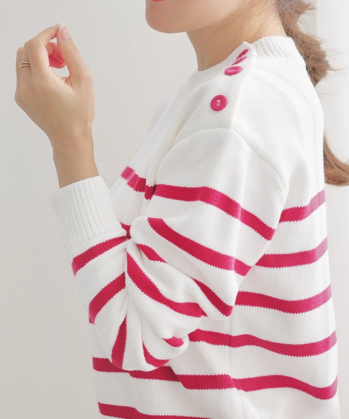 手洗い可トップスレディースニット春秋かわいいオフィスきれいめピンク大人ジョイントスペース