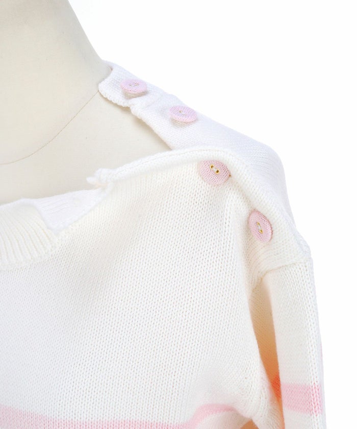 手洗い可トップスレディースニット春秋かわいいオフィスきれいめピンク大人ジョイントスペース