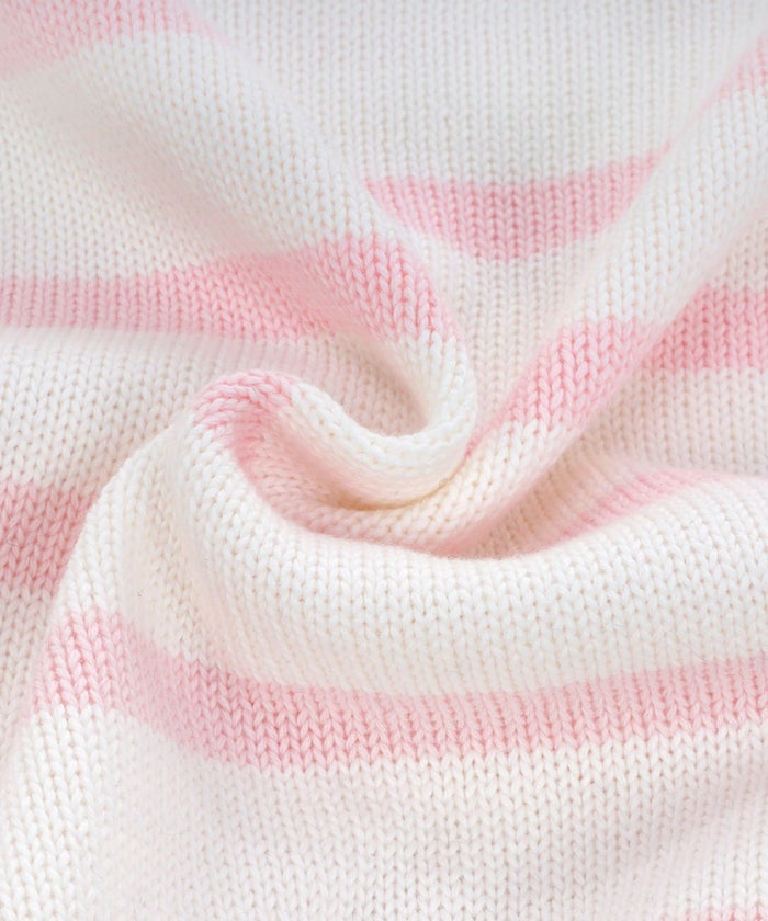 手洗い可トップスレディースニット春秋かわいいオフィスきれいめピンク大人ジョイントスペース