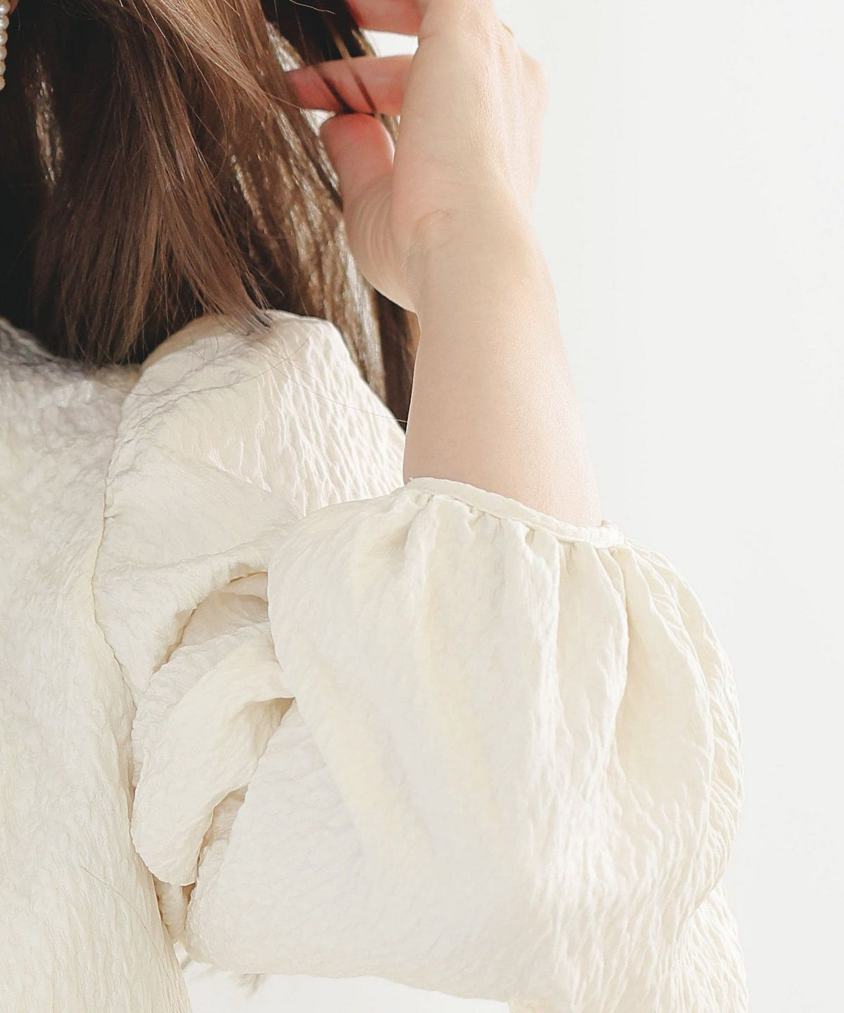 手洗い可イレヘムパフ袖フェミニン春上品大人可愛いきれいめジョイントスペース