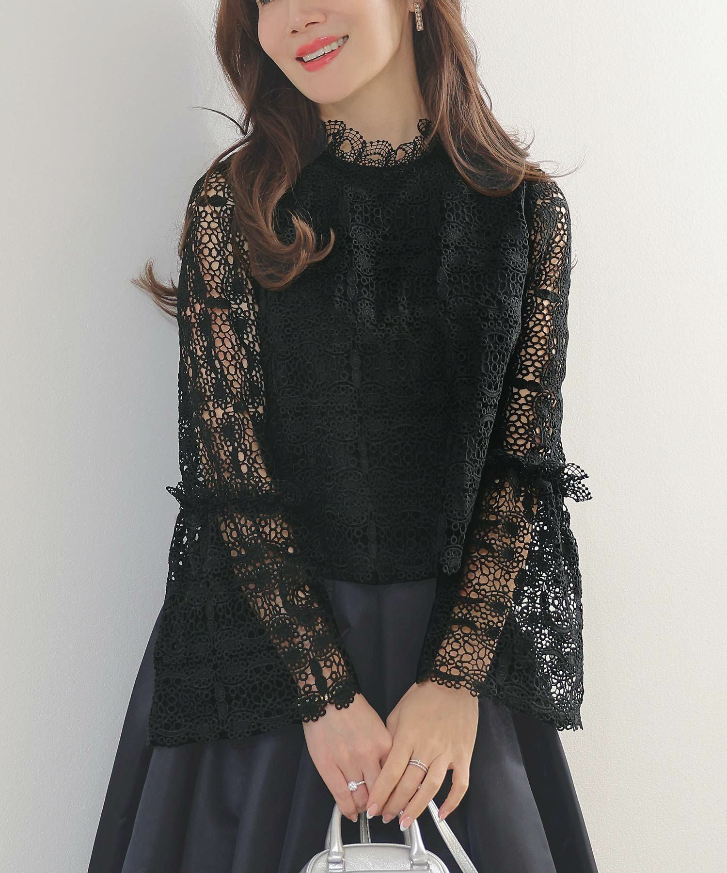 総レース フレアスリーブ ブラウス Liala×PG