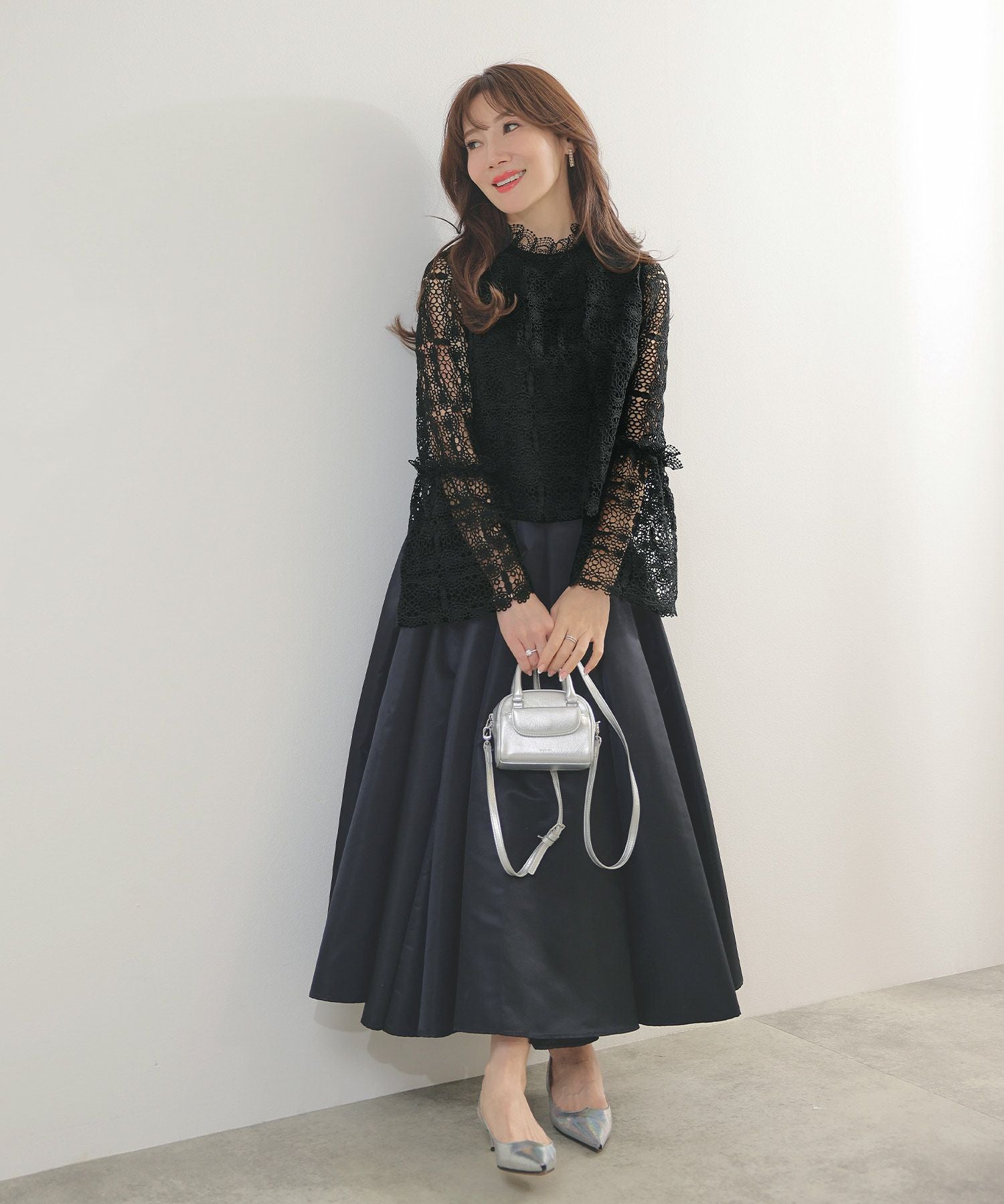 Occasion-SALE 総レース フレアスリーブ ブラウス Liala×PG 全2色