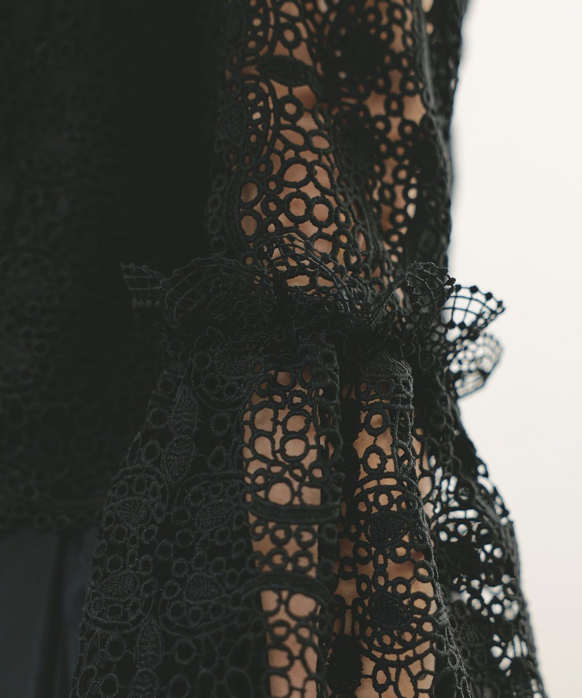 手洗い可レーススタンドカラーおしゃれフェミニン透け感上品きれいめオケージョン長袖白黒ジョイントスペース