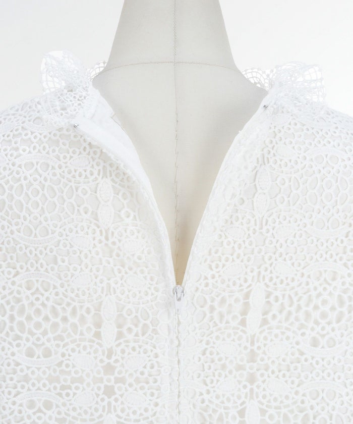 手洗い可レーススタンドカラーおしゃれフェミニン透け感上品きれいめオケージョン長袖白黒ジョイントスペース