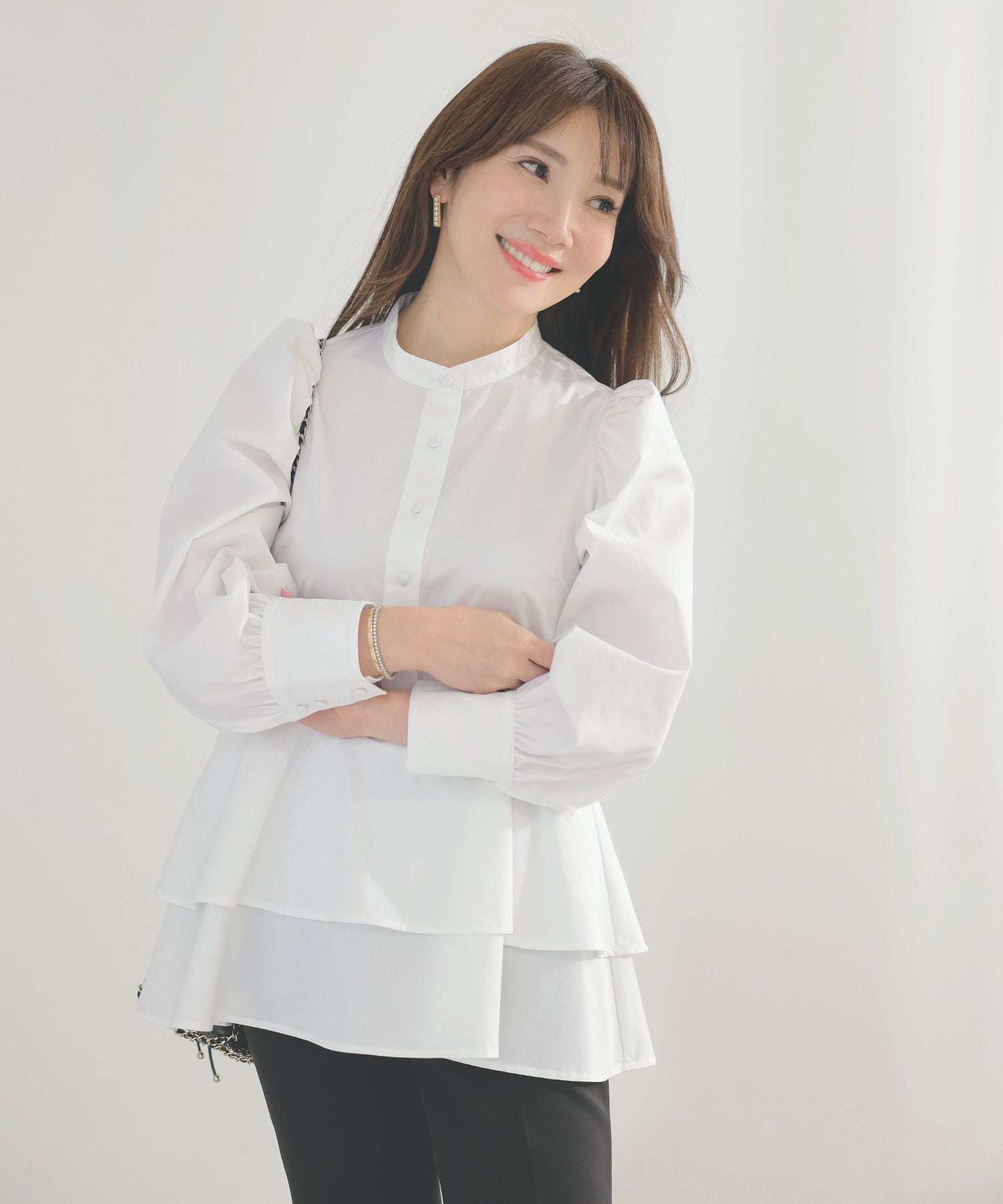 パフスリーブ 2段 ペプラム ブラウス Liala×PG 全2色｜lpg811-2073【3】