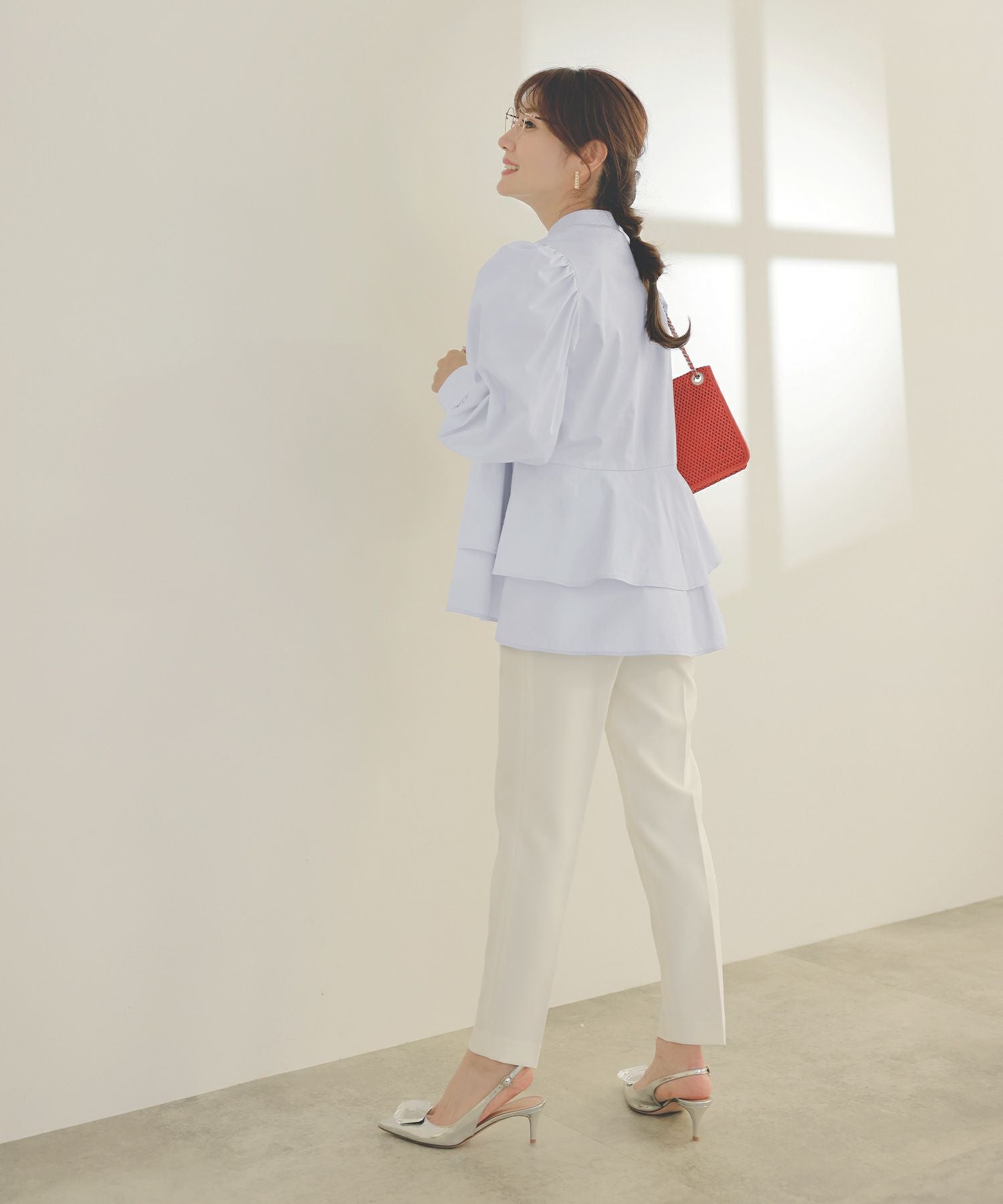 パフスリーブ 2段 ペプラム ブラウス Liala×PG 全2色｜lpg811-2073【3】