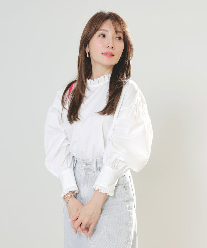 手洗い可インナーサイドスリットレイヤードスタイルフェミニン背涙開き上品きれいめジョイントスペース