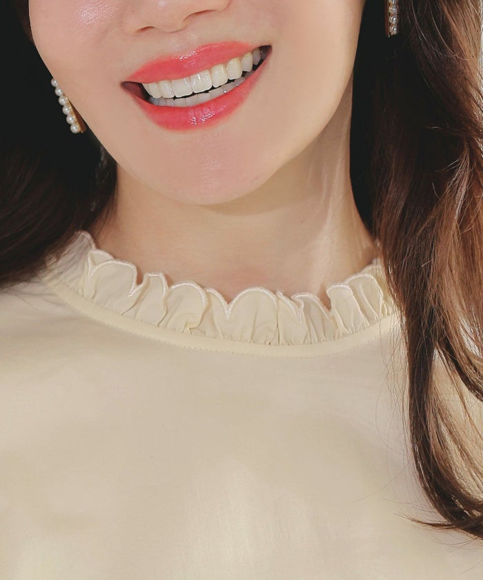 手洗い可インナーサイドスリットレイヤードスタイルフェミニン背涙開き上品きれいめジョイントスペース