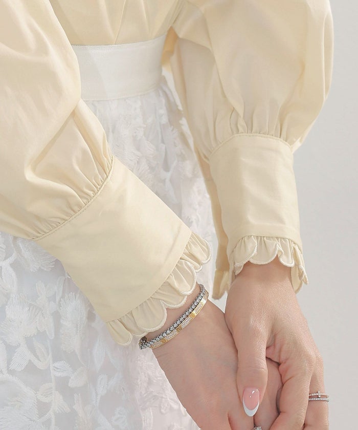 手洗い可インナーサイドスリットレイヤードスタイルフェミニン背涙開き上品きれいめジョイントスペース