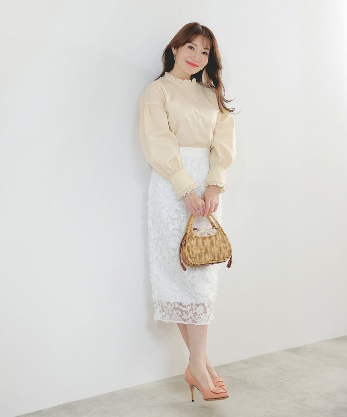 手洗い可インナーサイドスリットレイヤードスタイルフェミニン背涙開き上品きれいめジョイントスペース