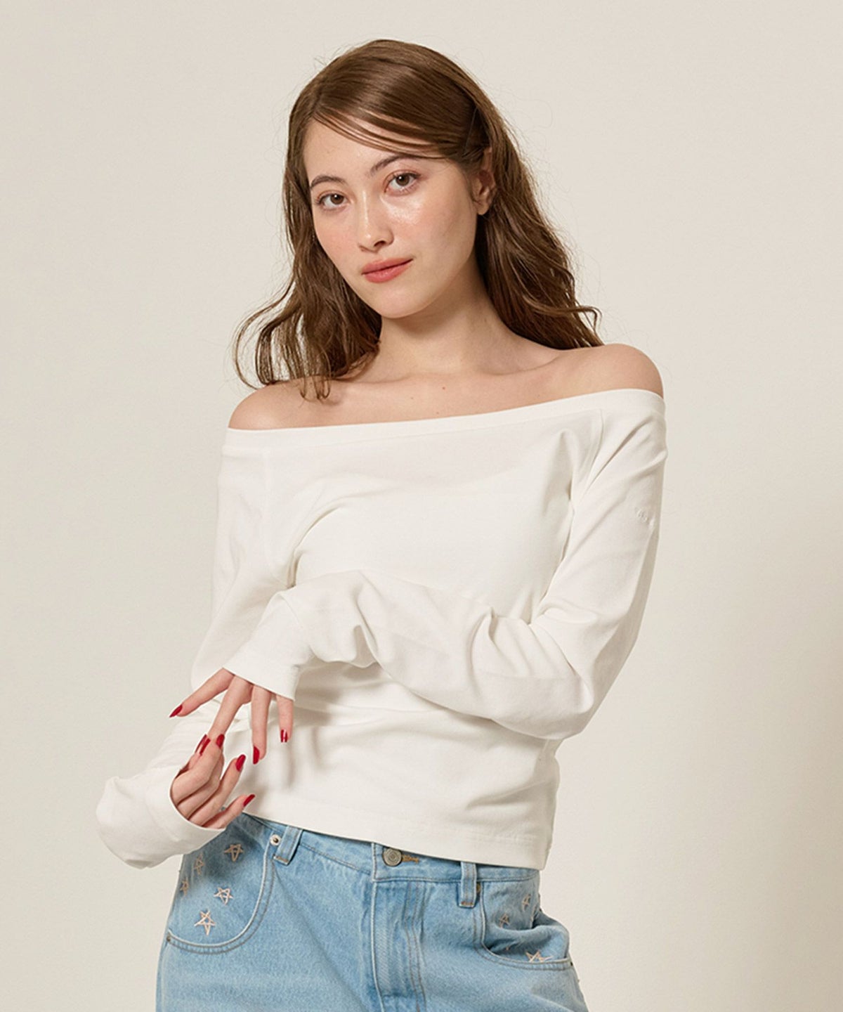 カットソー/ボートネック/長袖/シンプル