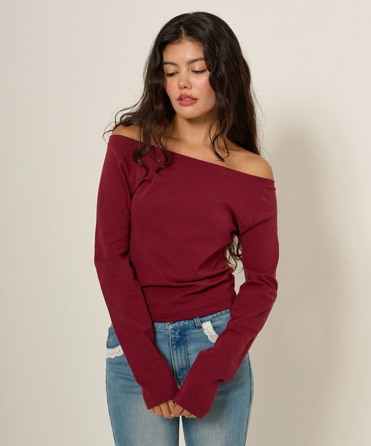 カットソー/ボートネック/長袖/シンプル